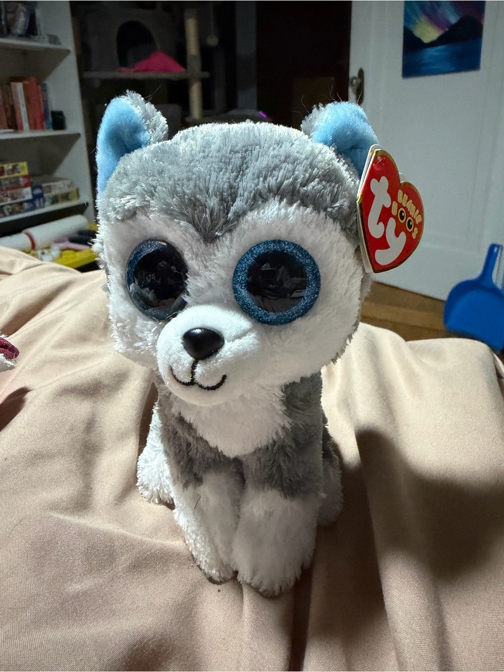 Ty Gray and Blue Husky Beanie Boo Plush